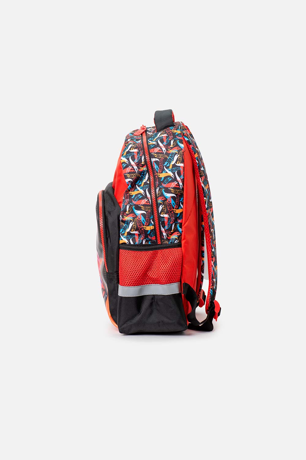 MORRAL DE HOT WHEELS 16.5"  ROJO Y NEGRO PARA NIÑO