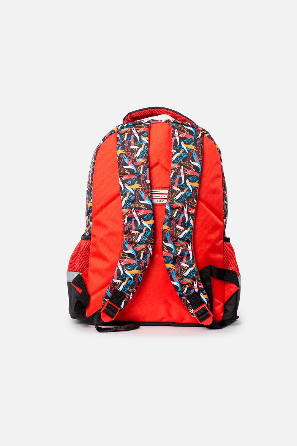 MORRAL DE HOT WHEELS 16.5"  ROJO Y NEGRO PARA NIÑO