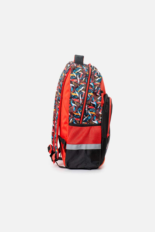 MORRAL DE HOT WHEELS 16.5"  ROJO Y NEGRO PARA NIÑO