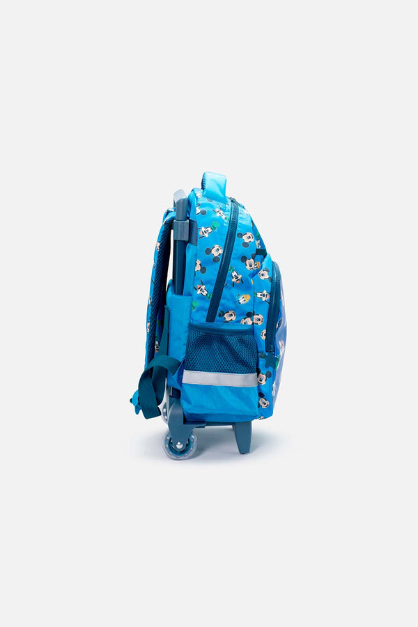MORRAL DE MICKEY MOUSE 14" CON RUEDAS AZUL PARA NIÑO