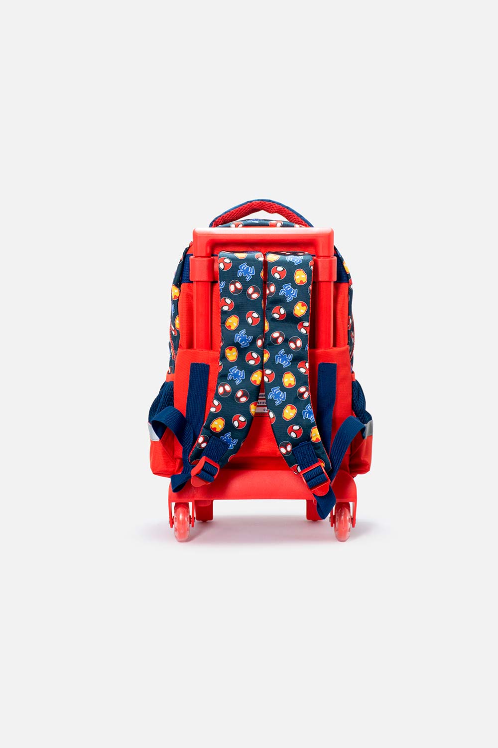 MORRAL DE SPIDERMAN 14" CON RUEDAS AZUL Y ROJO PARA NIÑO
