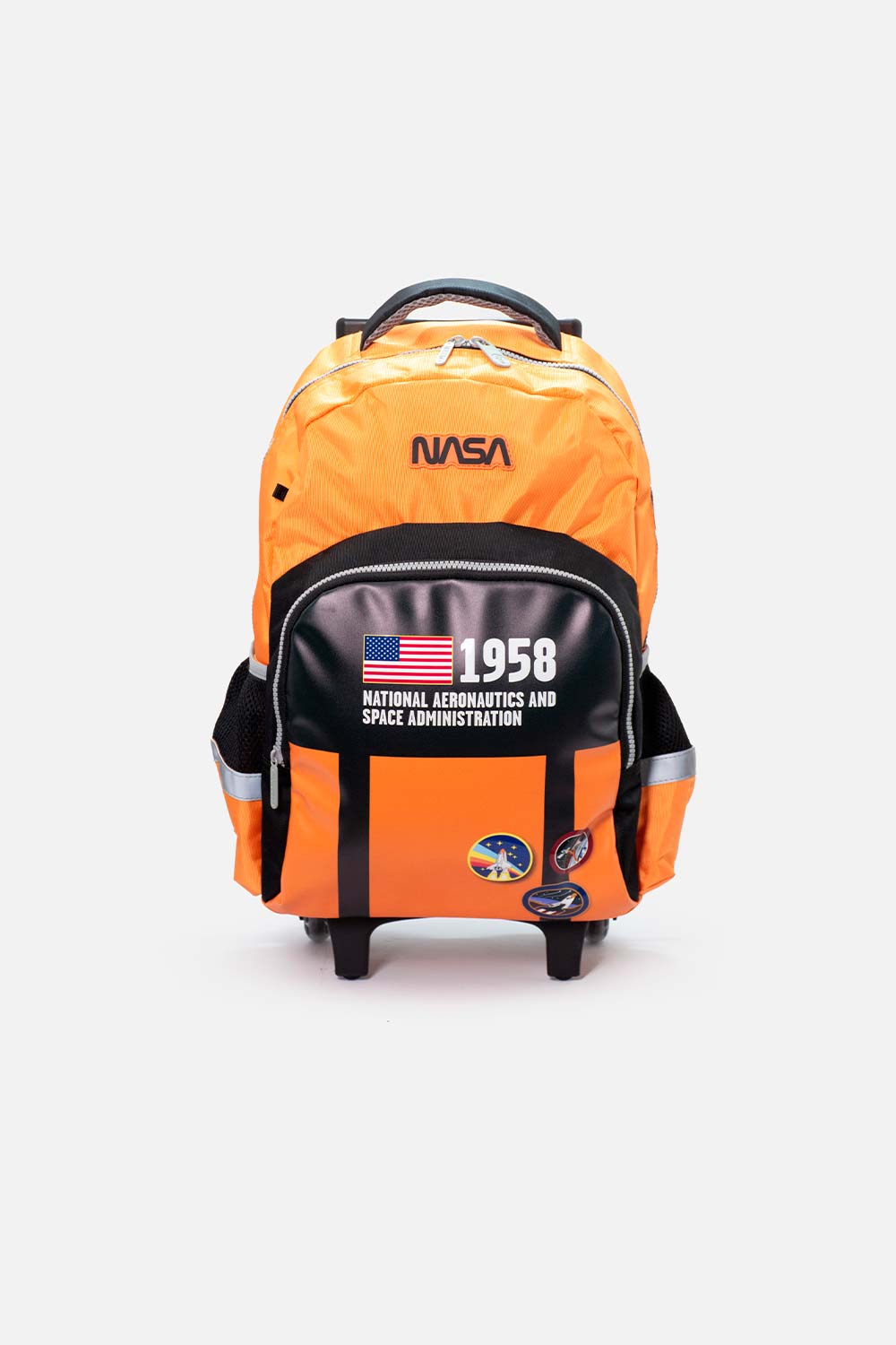 MORRAL DE NASA 16.5" CON RUEDAS NARANJA PARA NIÑO