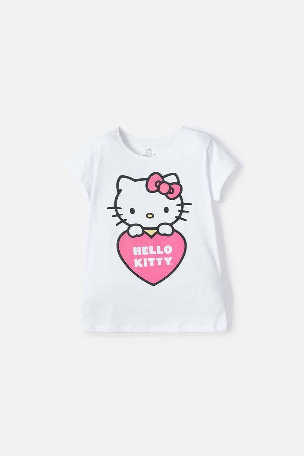 CAMISETA DE HELLO KITTY MANGA CORTA  BLANCO PARA NIÑA