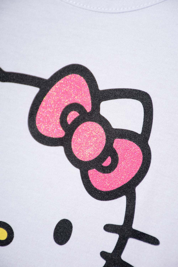 CAMISETA DE HELLO KITTY MANGA CORTA  BLANCO PARA NIÑA
