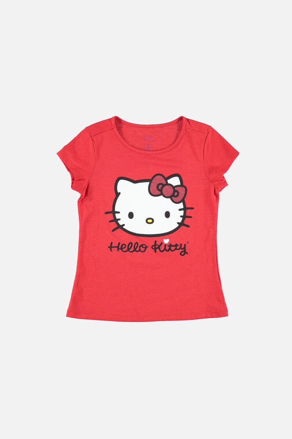 CAMISETA DE HELLO KITTY MANGA CORTA ROJA PARA NIÑA