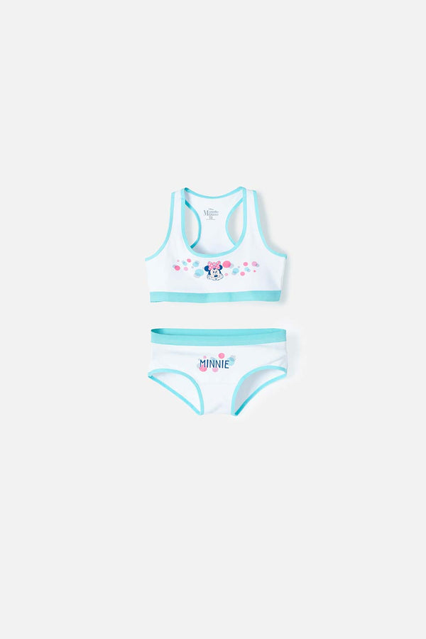 PANTY Y TOP DE MINNIE BLANCO Y AZUL PARA NIÑA