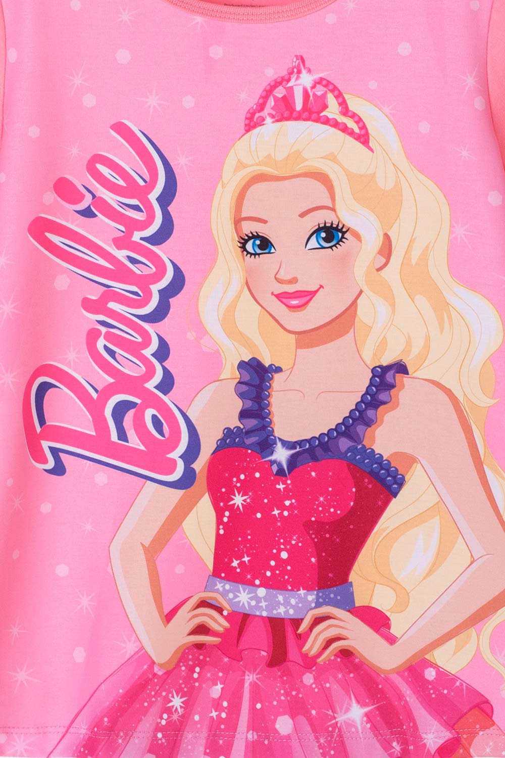 CAMISETA DE BARBIE MANGA CORTA ROSA PARA NIÑA