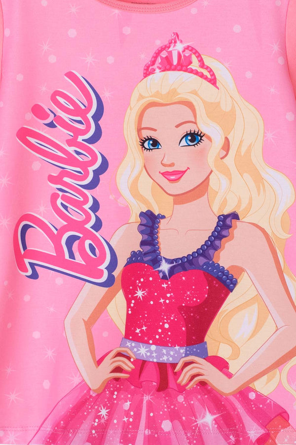 CAMISETA DE BARBIE MANGA CORTA ROSA PARA NIÑA