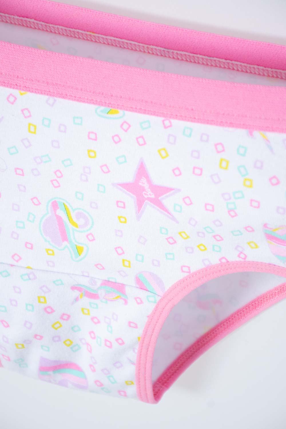 CONJUNTO DE TOP Y PANTY DE BARBIE BLANCO Y ROSADO PARA NIÑA