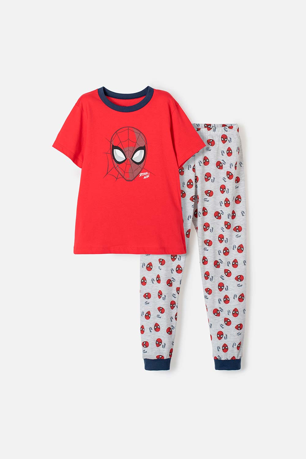 PIJAMA DE SPIDER-MAN CON PANTALÓN CORTO GRIS Y ROJO PARA NIÑO