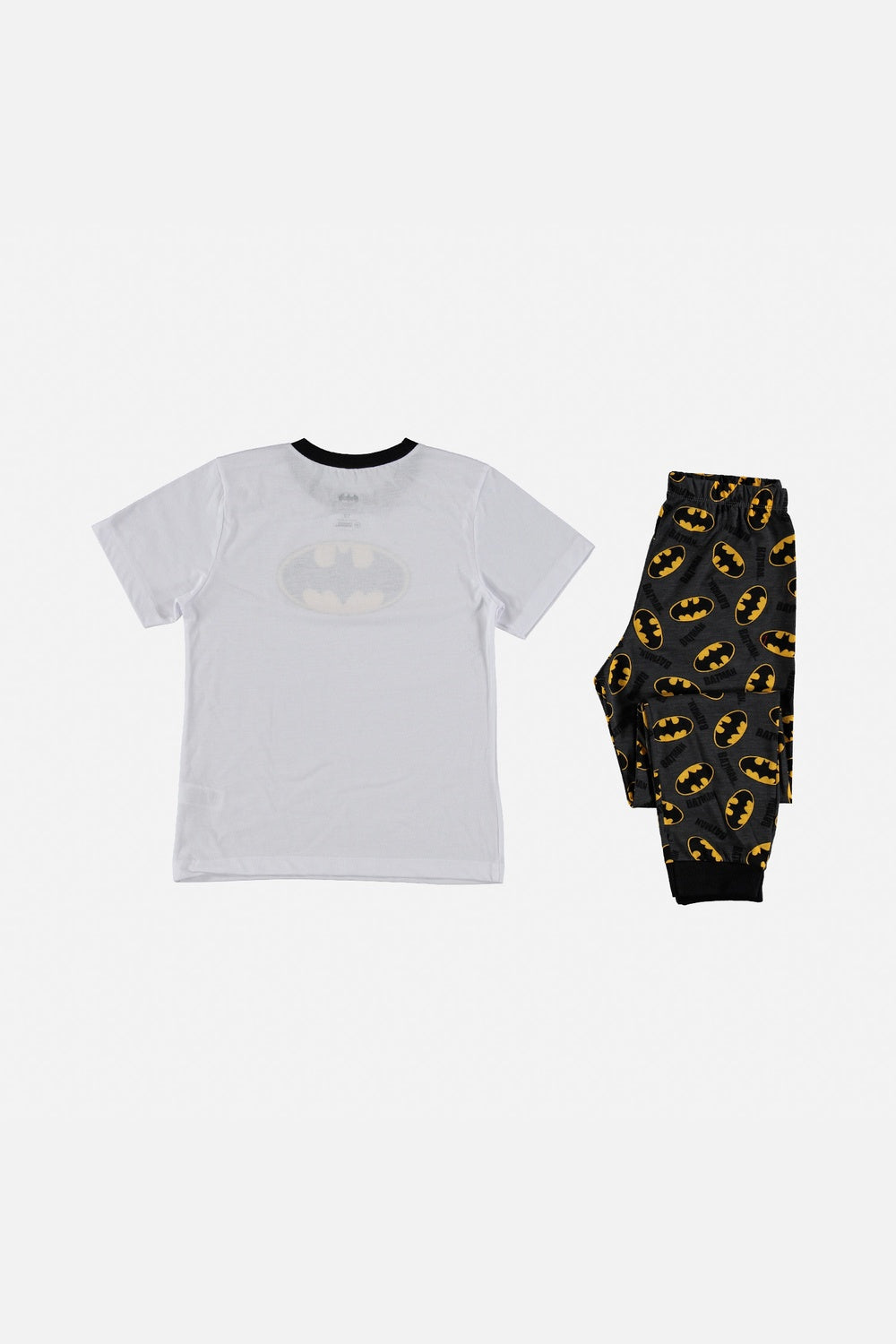 PIJAMA DE BATMAN PANTALÓN LARGO BLANCO Y GRIS OSCURO PARA NIÑO
