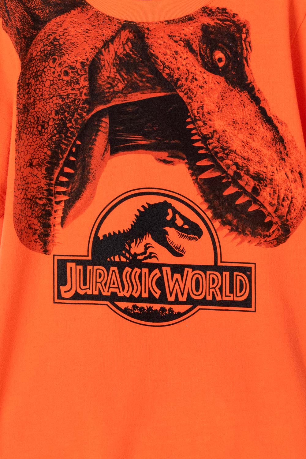 CAMISETA DE JURASSIC MANGA CORTA NARANJA PARA NIÑO