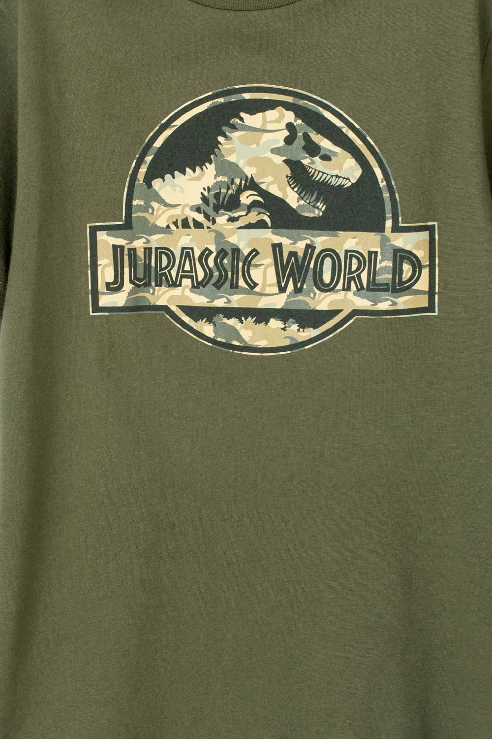 CAMISETA DE JURASSIC WORLD MANGA CORTA VERDE MILITAR PARA NIÑO