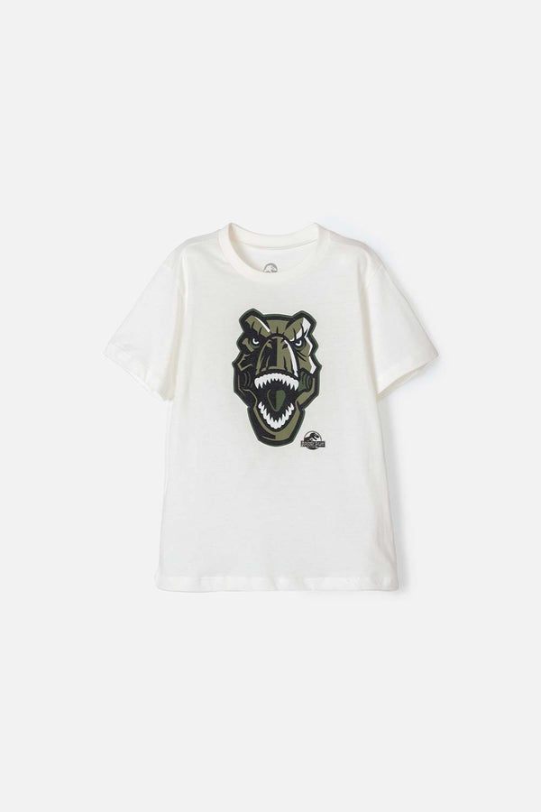 CAMISETA DE JURASSIC WORLD MANGA CORTA BLANCA PARA NIÑO