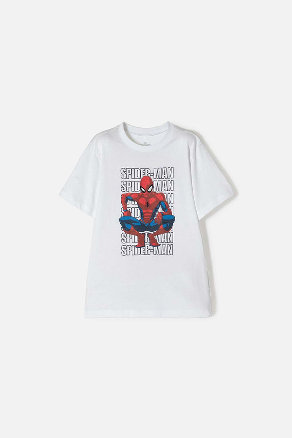 CAMISETA DE SPIDER-MAN MANGA CORTA BLANCA PARA NIÑO