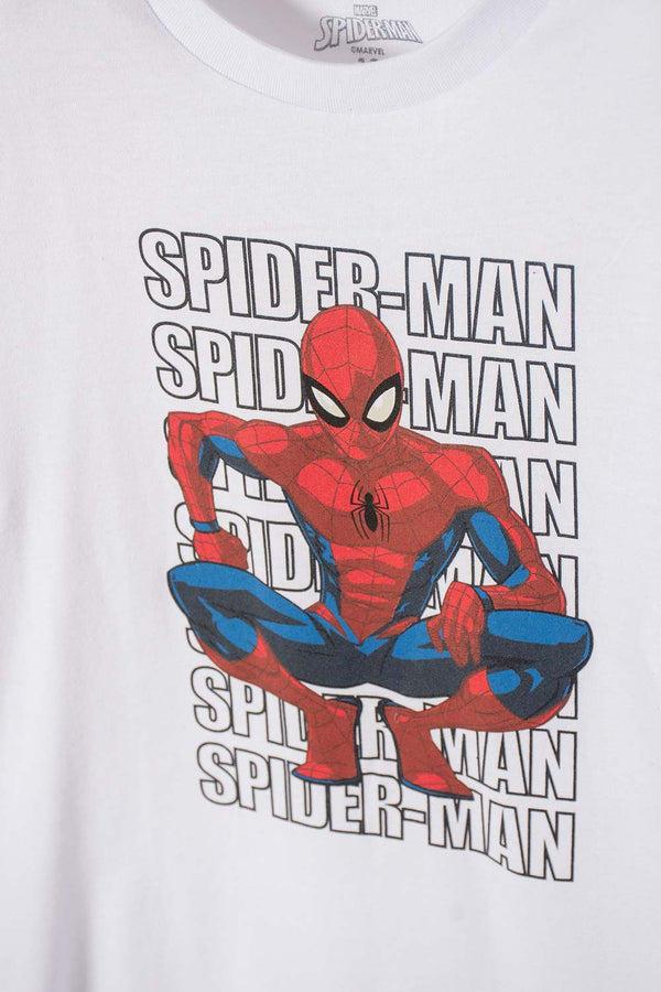 CAMISETA DE SPIDER-MAN MANGA CORTA BLANCA PARA NIÑO