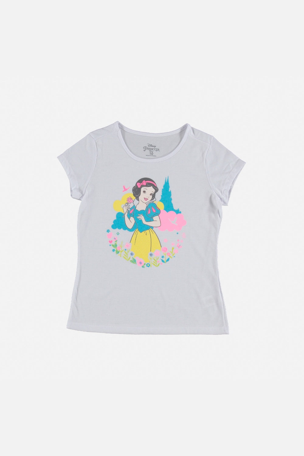 CAMISETA DE PRINCESAS MANGA CORTA BLANCA PARA NIÑA