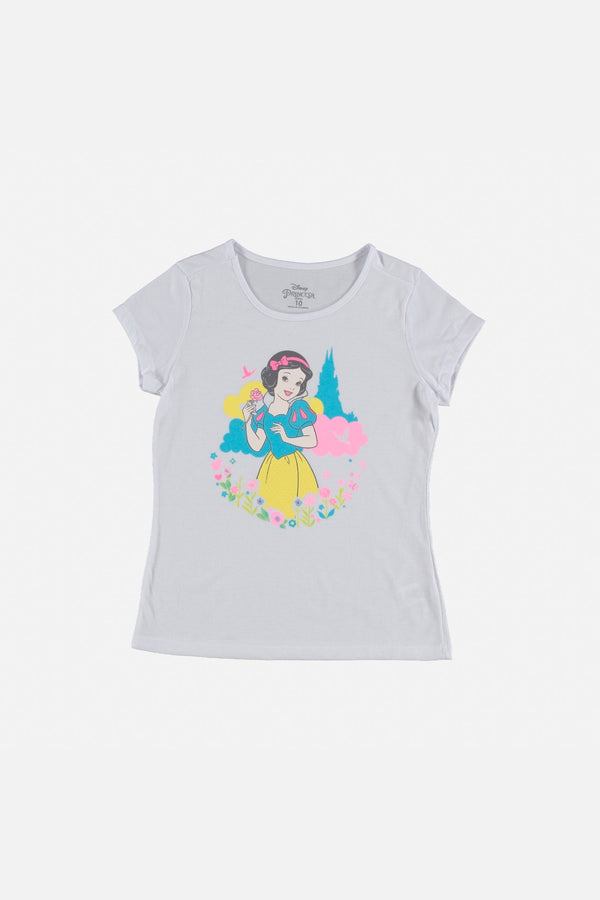 CAMISETA DE PRINCESAS MANGA CORTA BLANCA PARA NIÑA