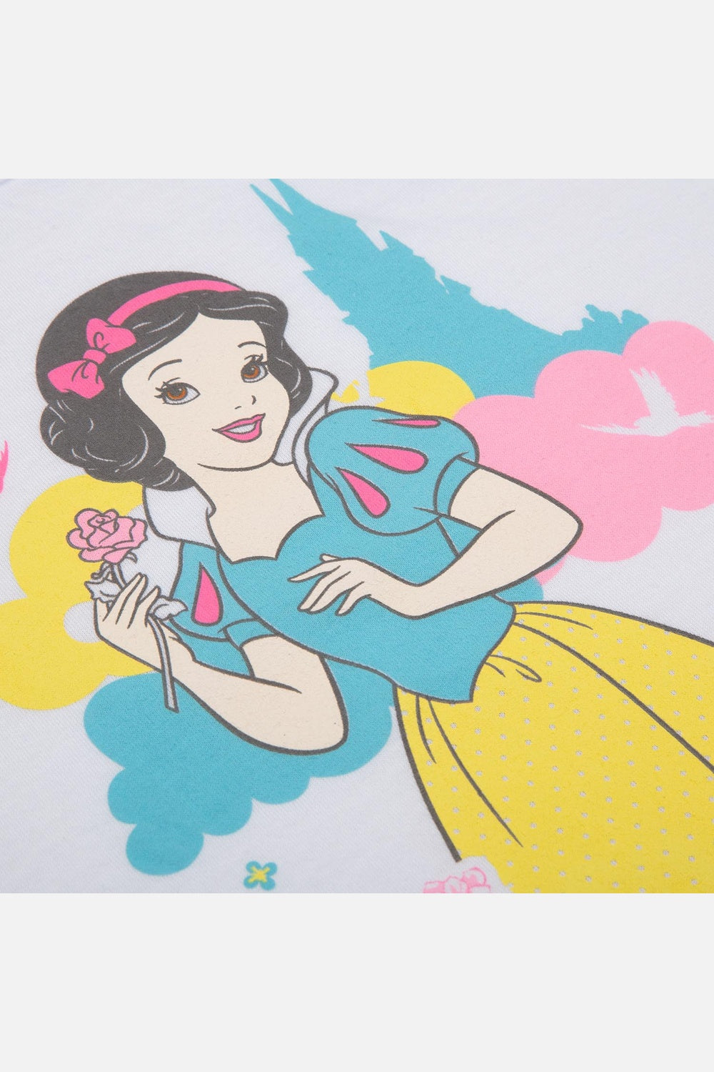 CAMISETA DE PRINCESAS MANGA CORTA BLANCA PARA NIÑA