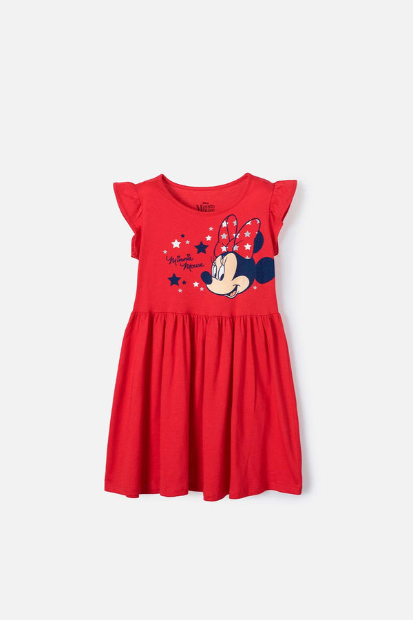 VESTIDO DE MINNIE MOUSE MANGA SISA ROJO PARA NIÑA