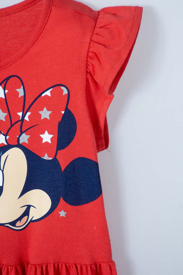 VESTIDO DE MINNIE MOUSE MANGA SISA ROJO PARA NIÑA