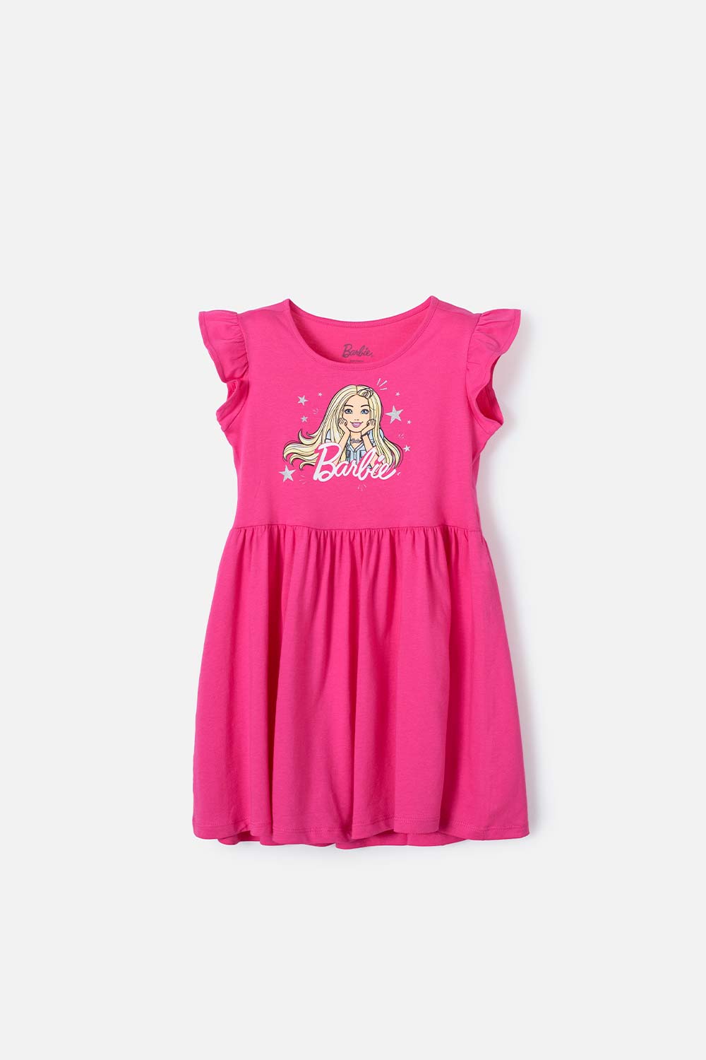VESTIDO DE BARBIE MANGA CORTA FUCSIA PARA NIÑA