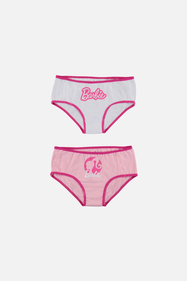 PANTY X2 DE NIÑA, BLANCO/ROSADO DE BARBIE