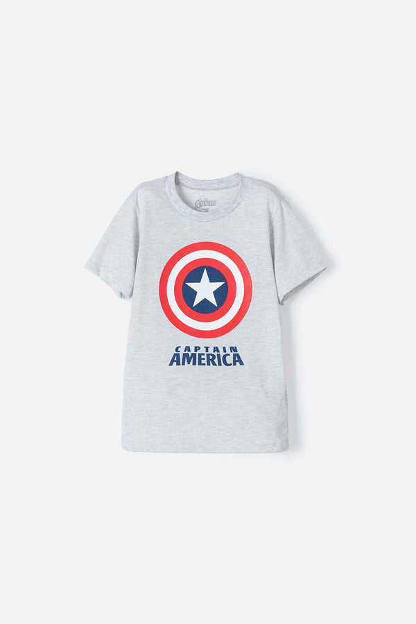 CAMISETA DE CAPITAN AMERICA MANGA CORTA GRIS PARA NIÑO