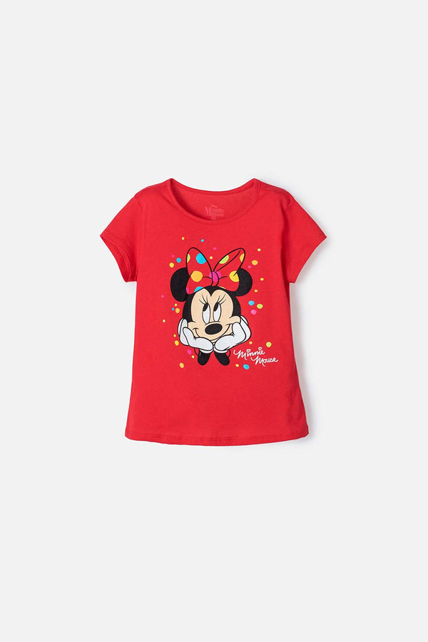CAMISETA MINNIE MOUSE MANGA CORTA ROJA PARA NIÑA