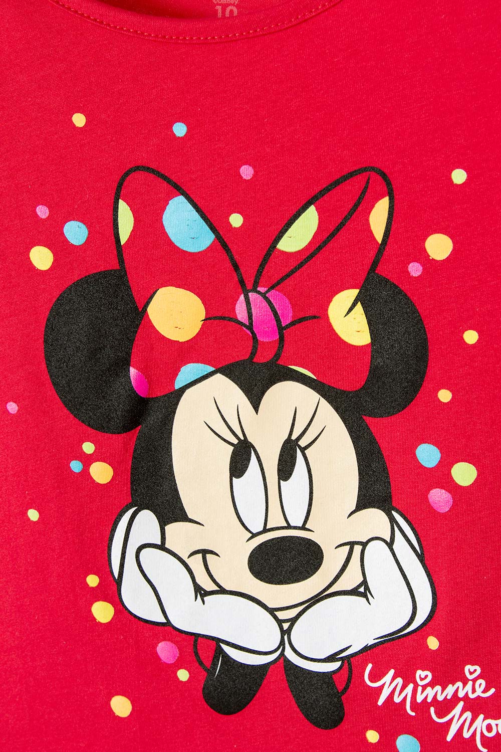 CAMISETA MINNIE MOUSE MANGA CORTA ROJA PARA NIÑA