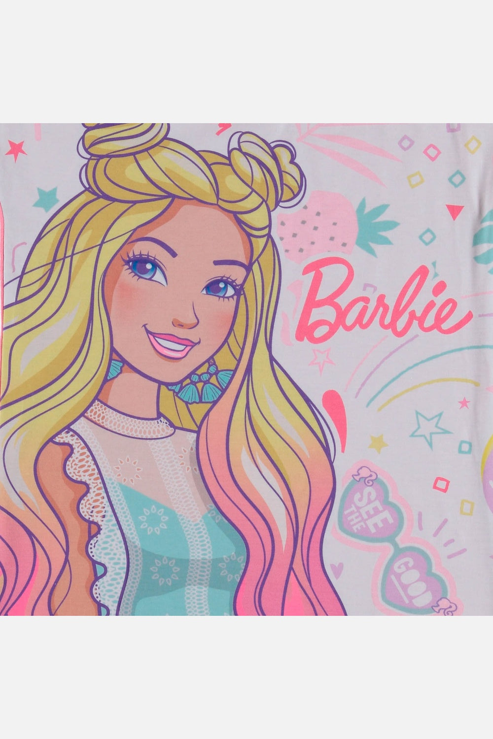 PIJAMA DE BARBIE TIPO BATOLA BLANCA Y ROSADA PARA NIÑA