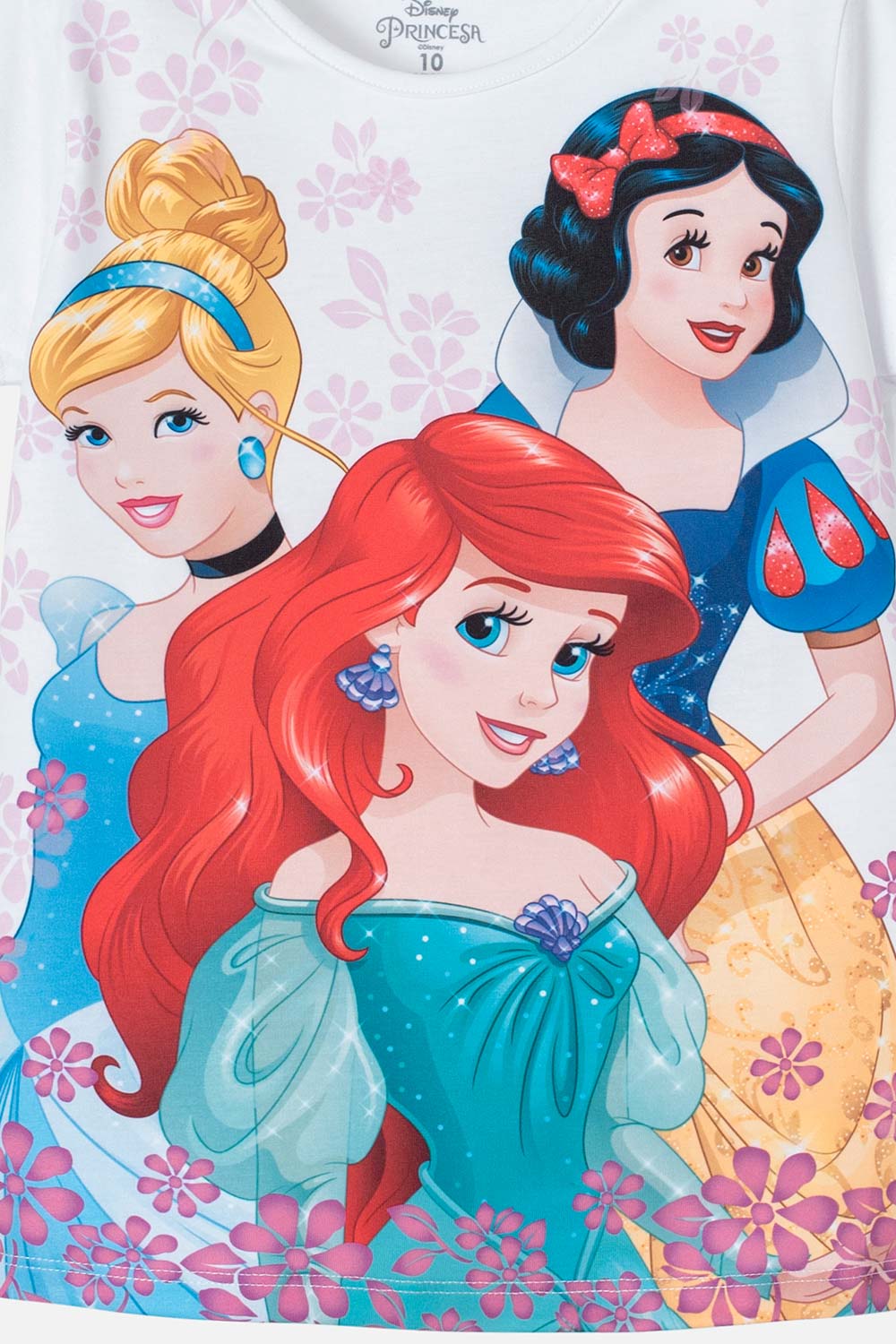 CAMISETA DE PRINCESAS MANGA CORTA BLANCA PARA NIÑA