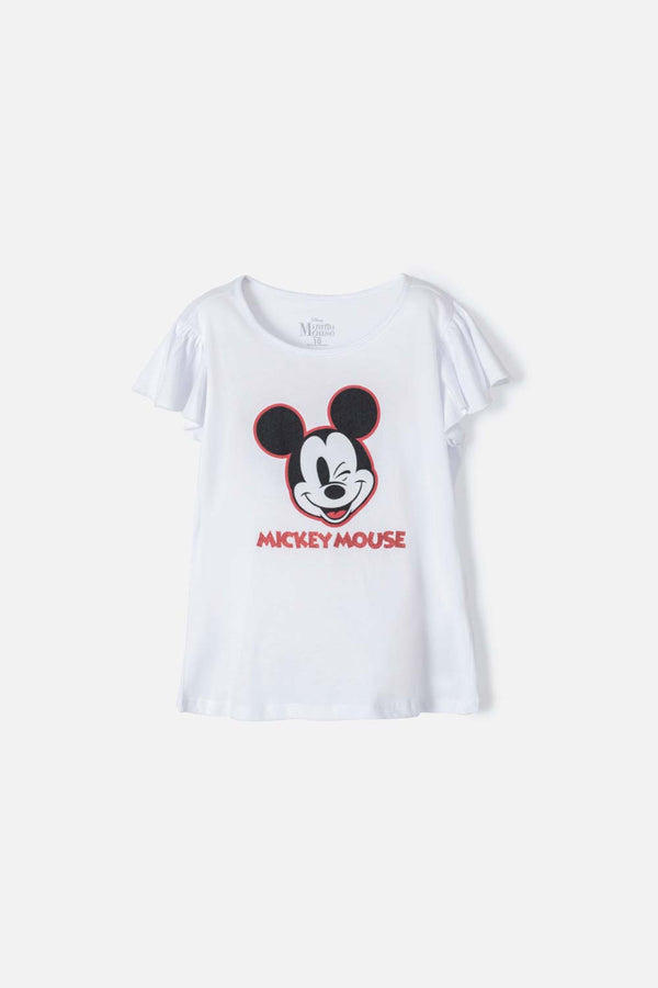 CAMISETA DE MICKEY MOUSE MANGA CORTA BLANCA PARA NIÑA