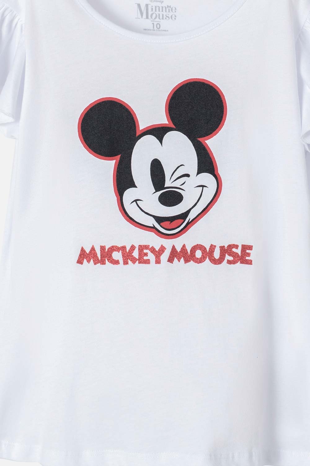 CAMISETA DE MICKEY MOUSE MANGA CORTA BLANCA PARA NIÑA
