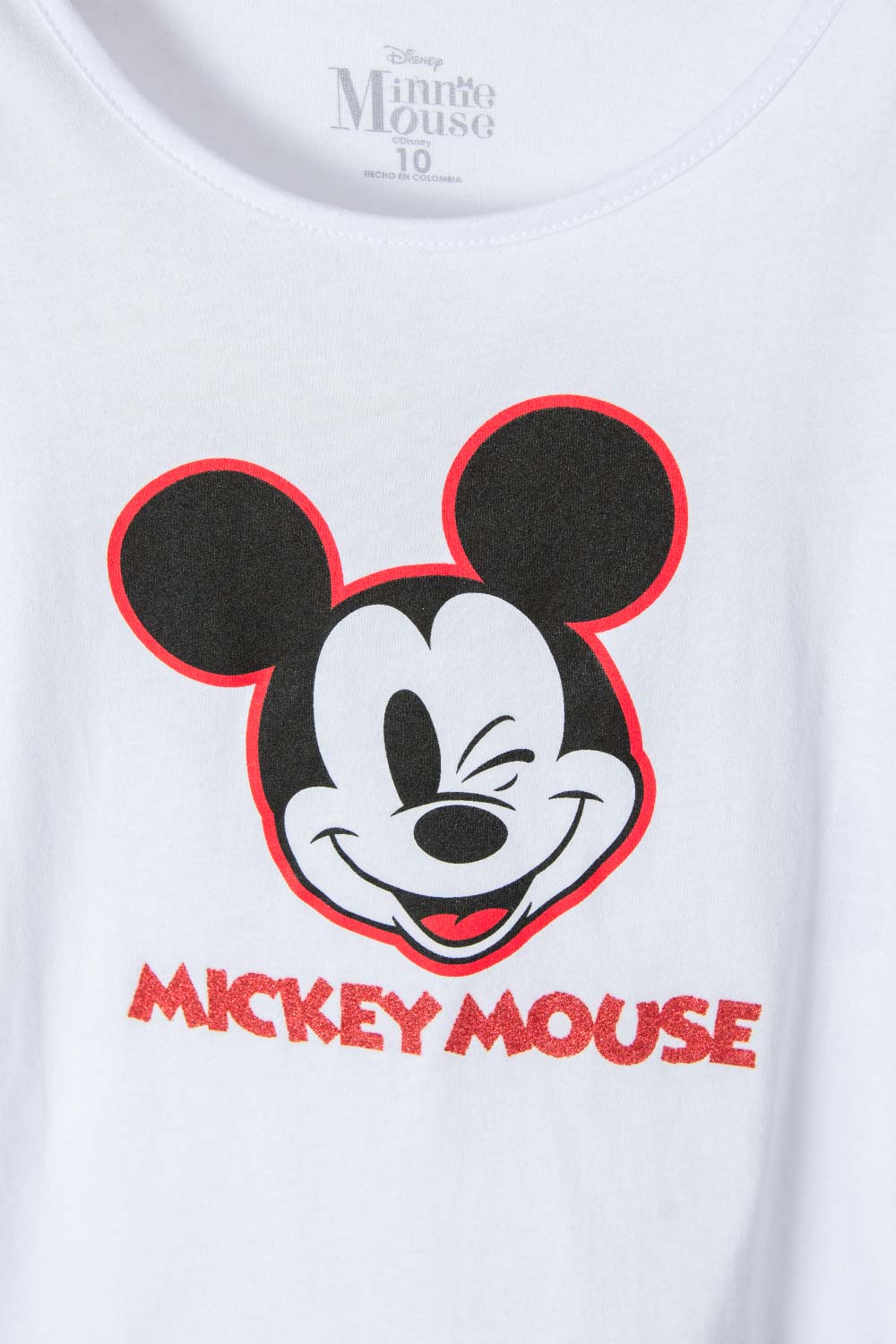 CAMISETA DE MICKEY MOUSE MANGA CORTA BLANCA PARA NIÑA