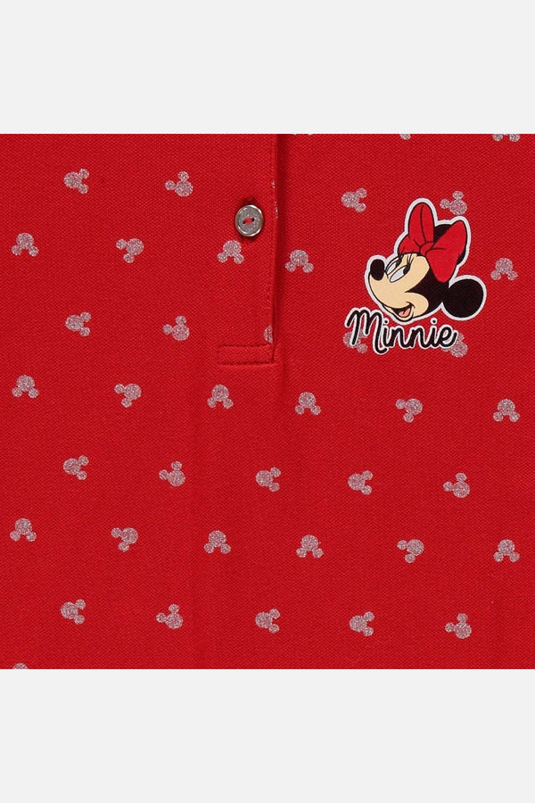VESTIDO DE MINNIE MOUSE MANGA CORTA ROJO PARA NIÑA