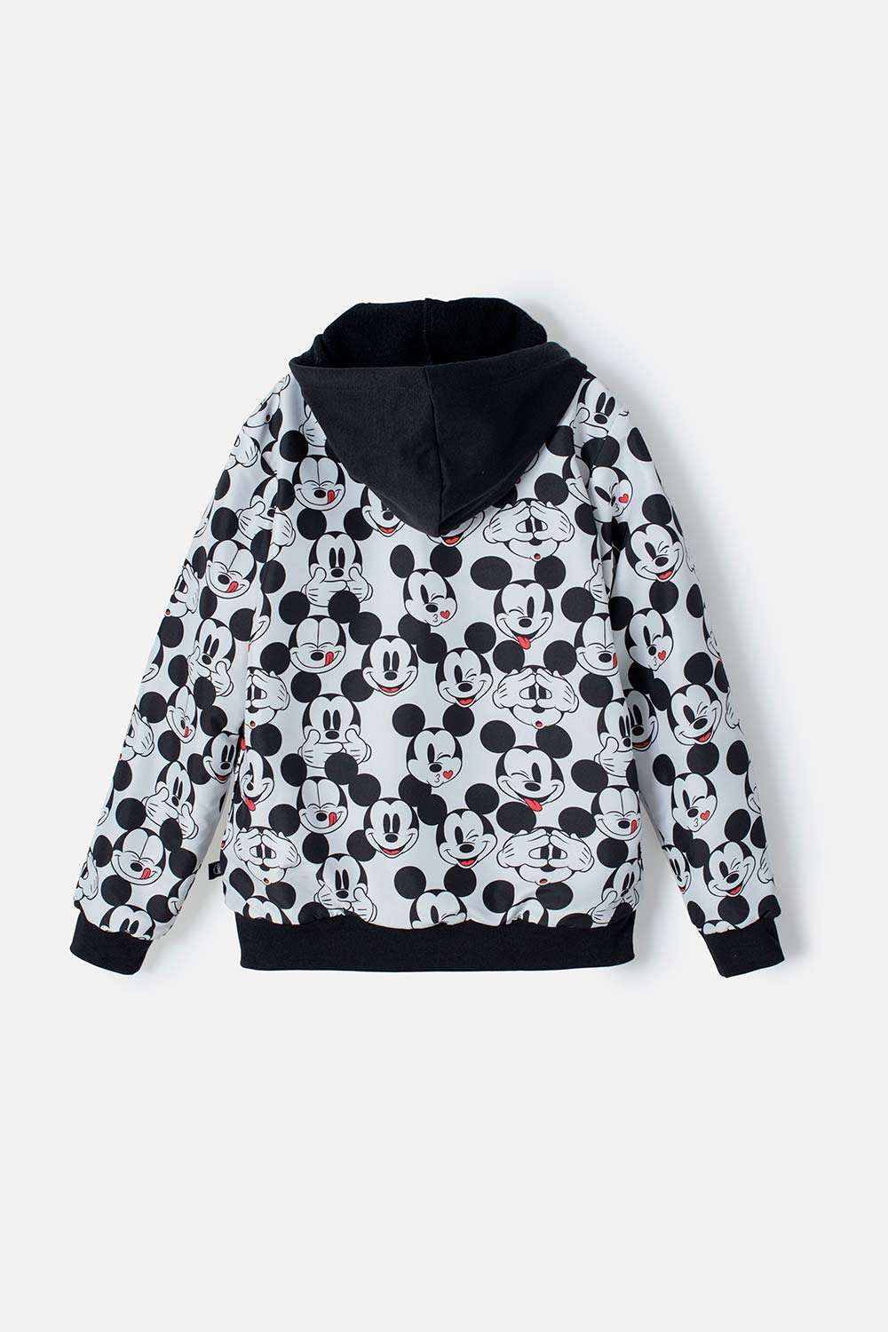 BUZO DE  MICKEY MOUSE CON CAPUCHA NEGRO, BLANCO Y ROJO PARA NIÑA