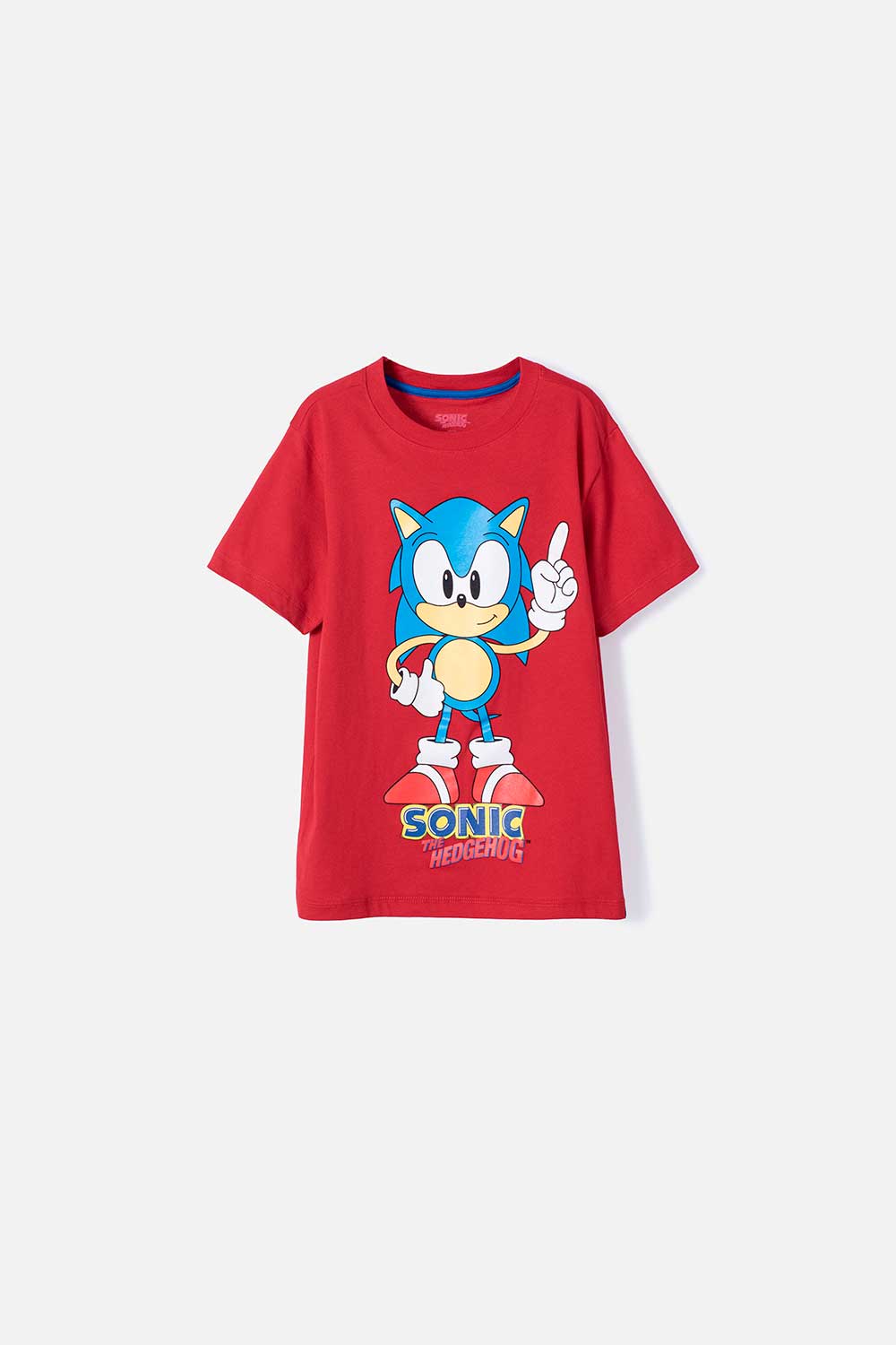 CAMISETA DE SONIC MANGA CORTA ROJA PARA NIÑO