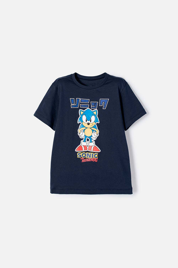 CAMISETA DE SONIC MANGA CORTA AZUL PARA NIÑO