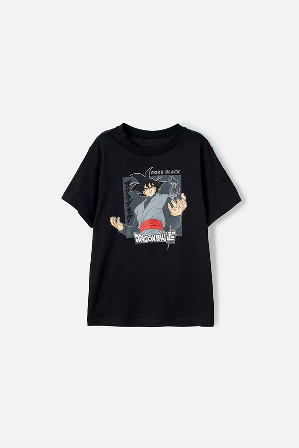 CAMISETA DE DRAGON BALL MANGA CORTA NEGRA PARA NIÑO