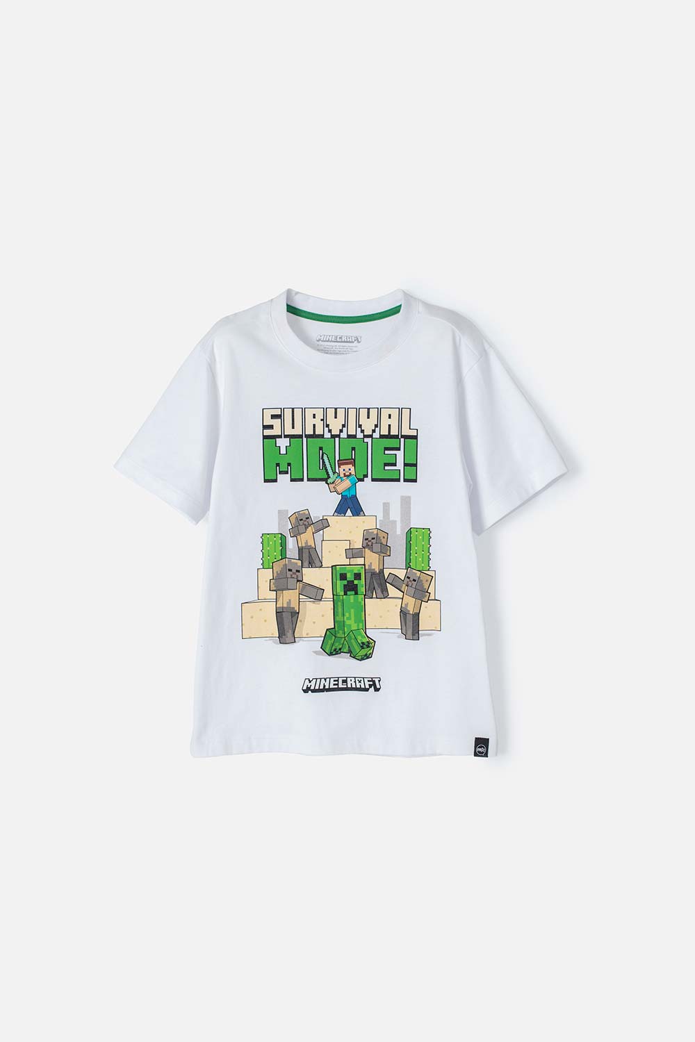 CAMISETA DE MINECRAFT BLANCA MANGA CORTA PARA NIÑO