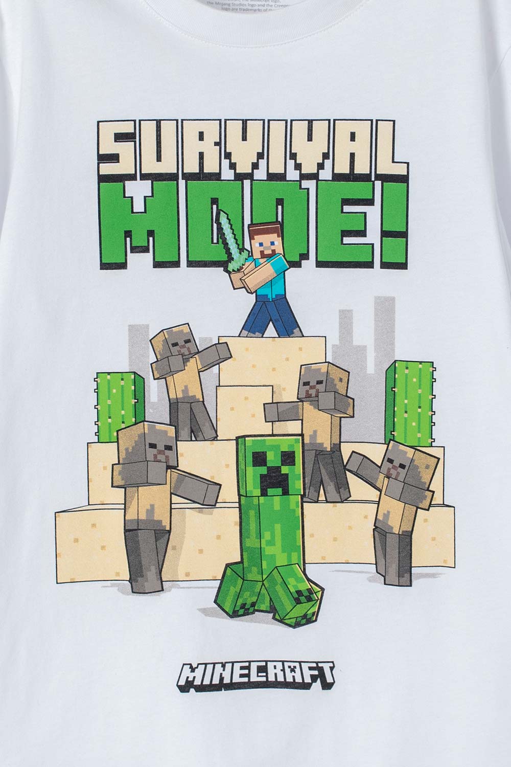 CAMISETA DE MINECRAFT BLANCA MANGA CORTA PARA NIÑO