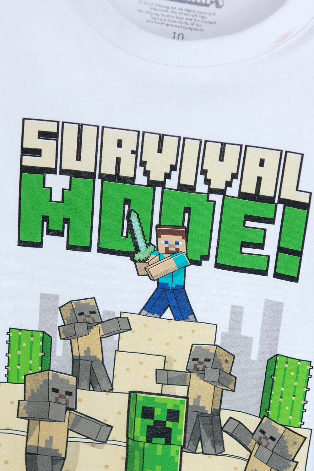 CAMISETA DE MINECRAFT BLANCA MANGA CORTA PARA NIÑO