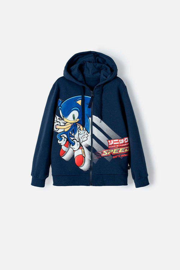 BUZO DE SONIC CON CIERRE AZUL PARA NIÑO