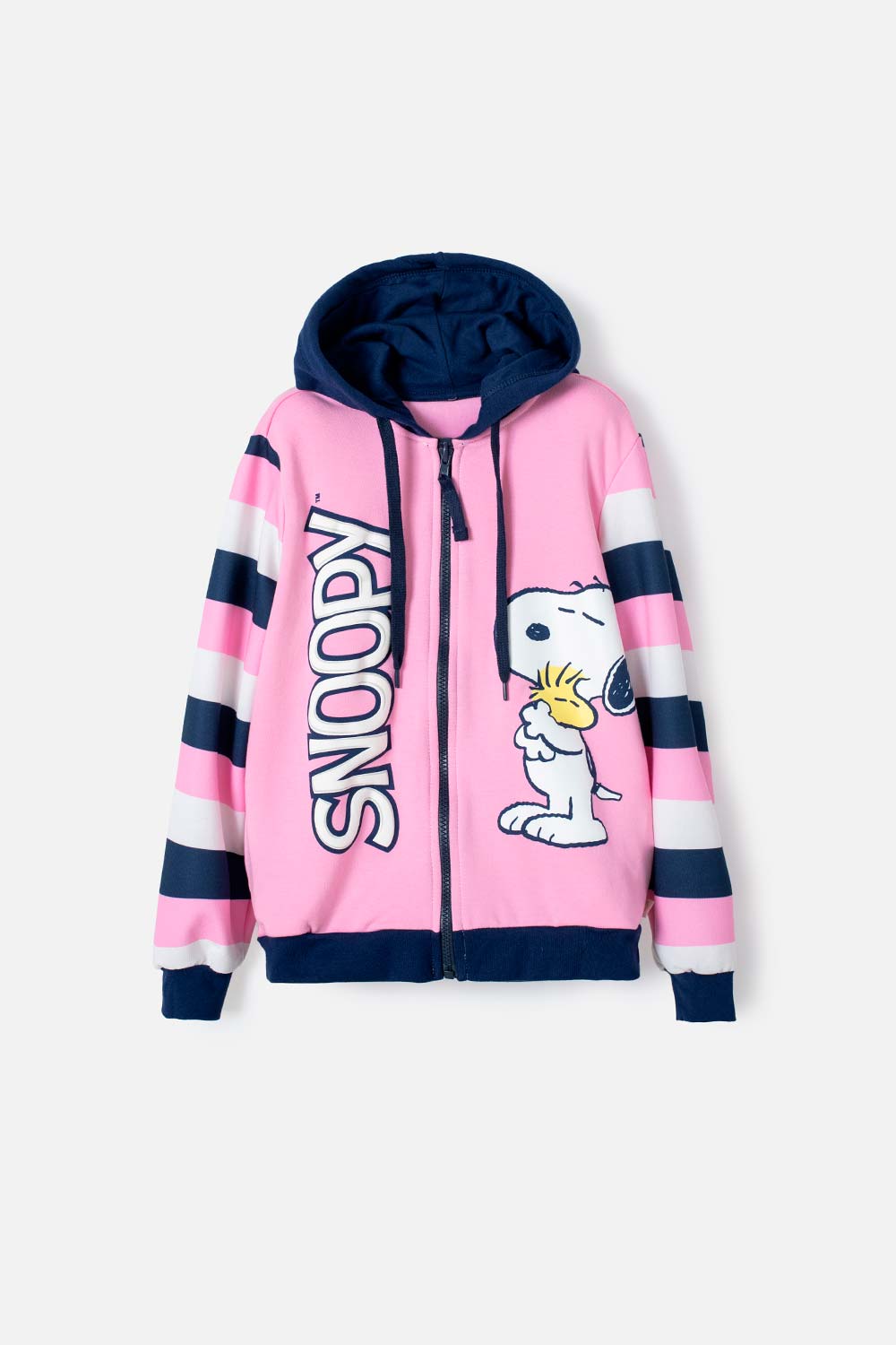 BUZO DE SNOOPY CON CIERRE ROSADO PARA NIÑA