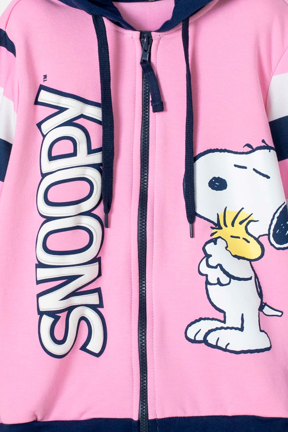 BUZO DE SNOOPY CON CIERRE ROSADO PARA NIÑA