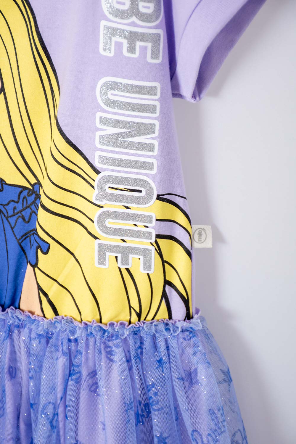 VESTIDO DE BARBIE MANGA CORTA LILA PARA NIÑA