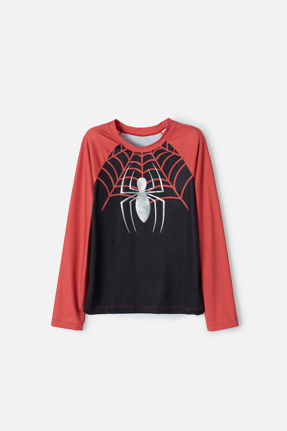 CAMISETA DE BAÑO DE SPIDER-MAN MANGA LARGA NEGRO Y ROJO PARA NIÑO