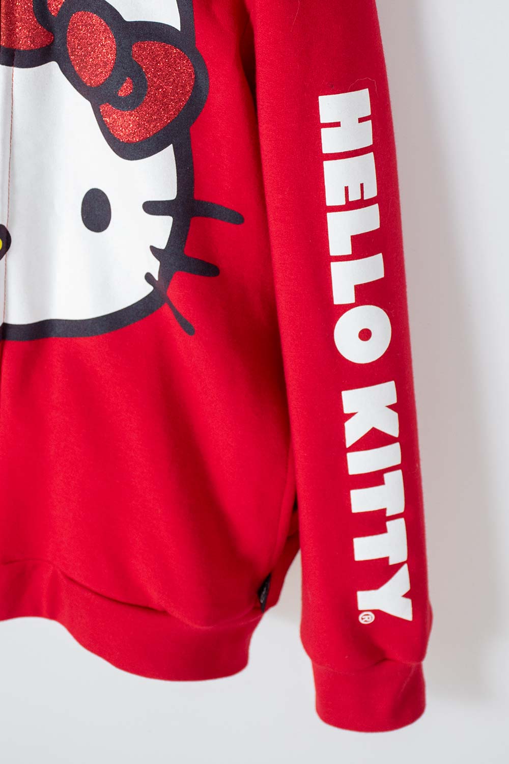 BUZO DE HELLO KITTY ROJO Y AZUL CON CAPUCHA/ABIERTO PARA NIÑA