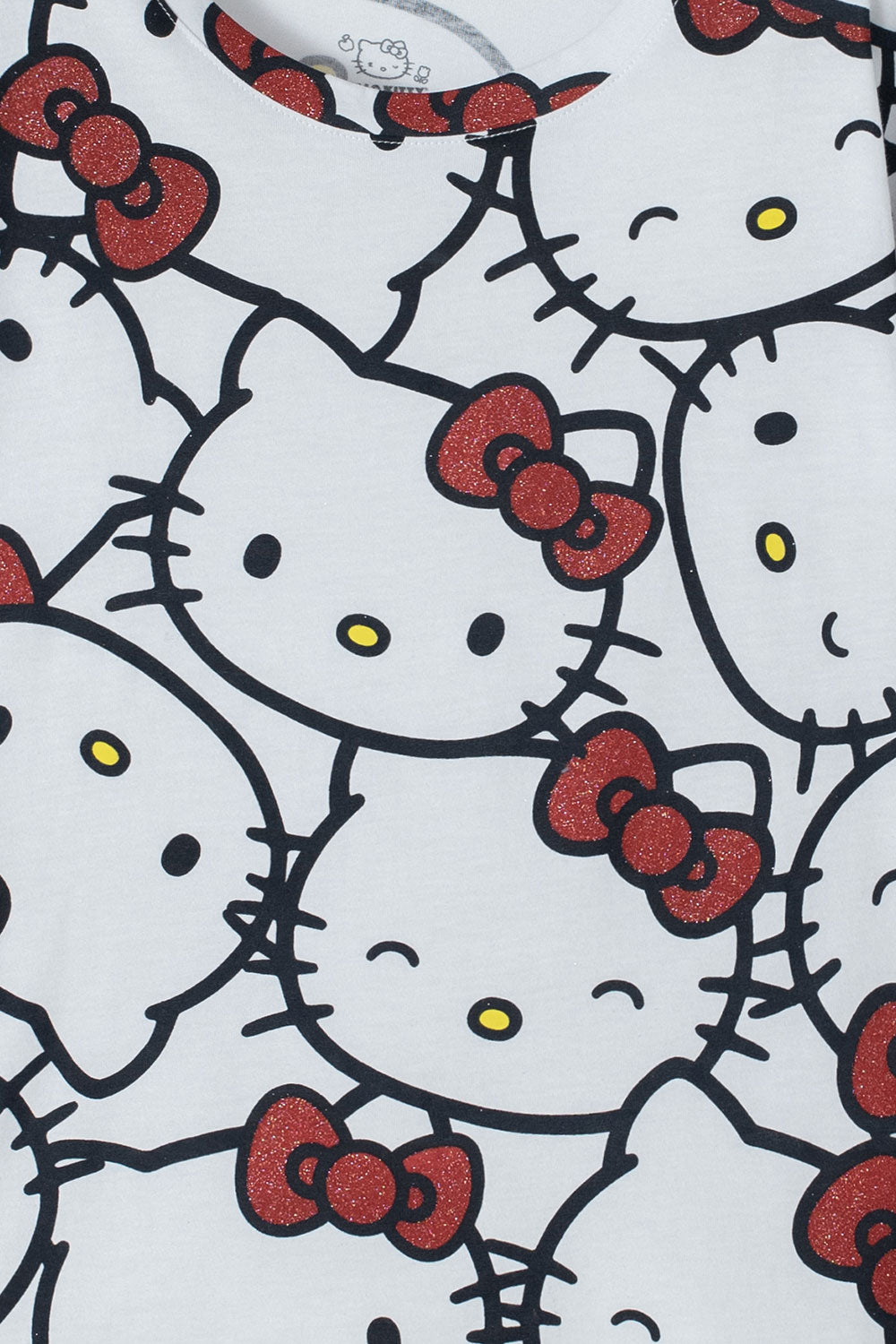 CAMISETA DE HELLO KITTY BLANCA Y ROJA MANGA CORTA PARA NIÑA